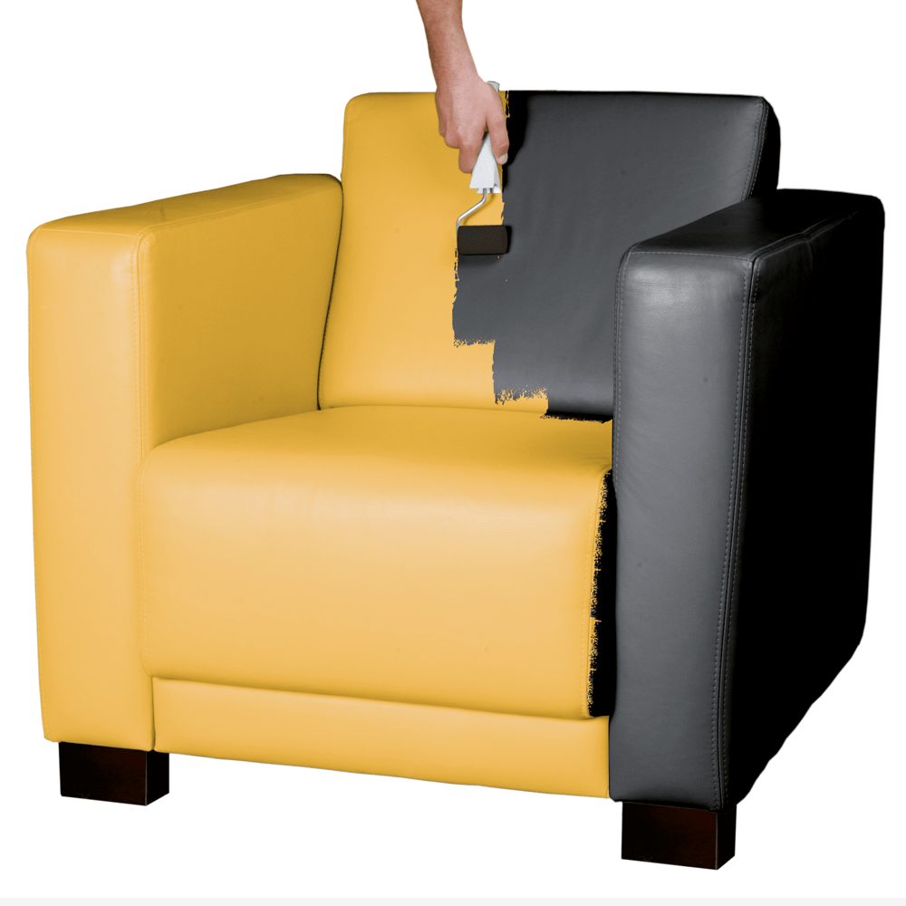 HG leerverfkit zwart Gele stoel